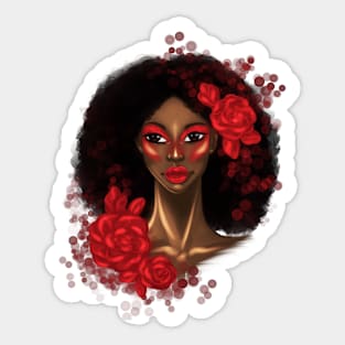 Black Girl Afro Roses Unapologetically Black Sticker